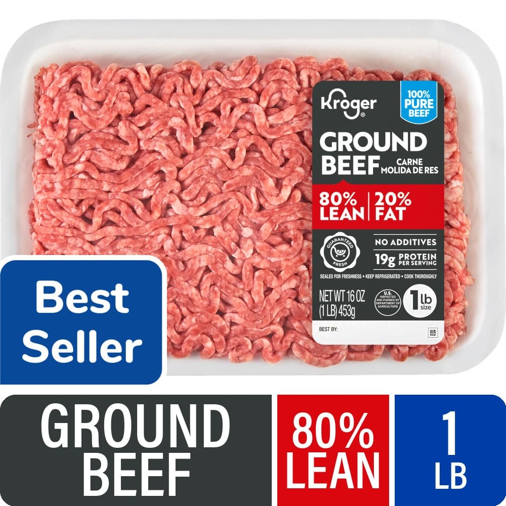 Kroger 80/20 Ground Beef Tray, 1 lb — product image 2