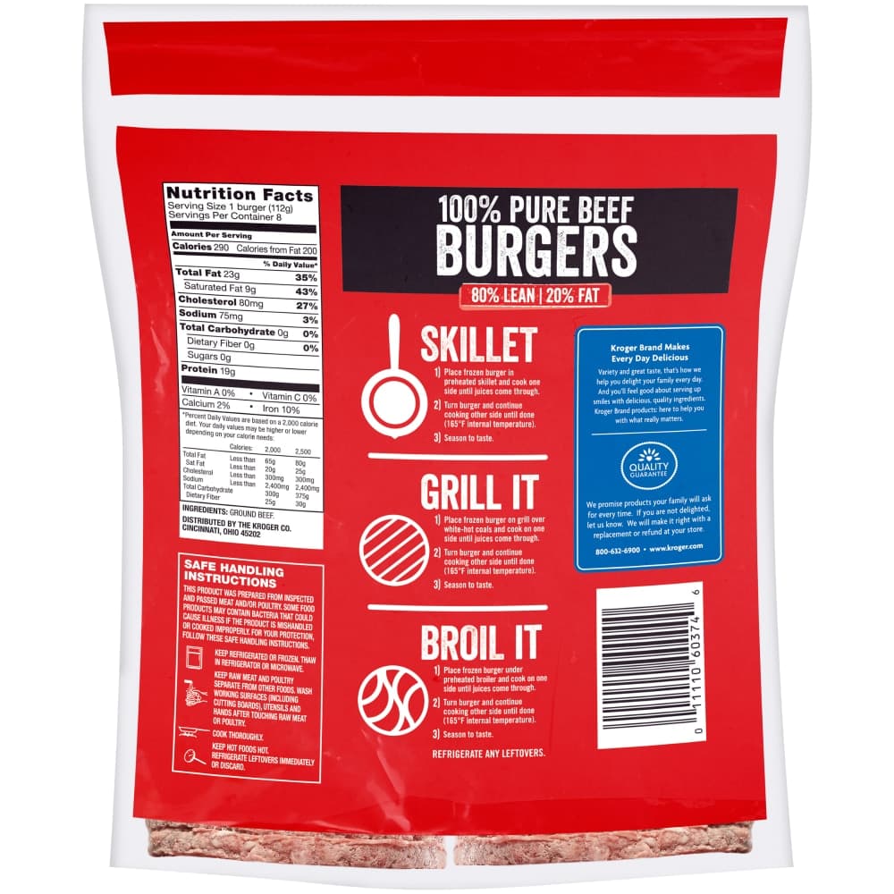 Kroger® 100% Pure Ground Beef Quarter Pound Burgers — product image 2