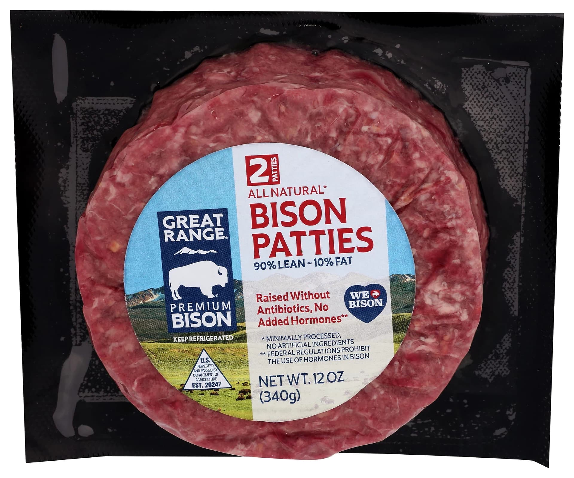 Great Range Bison Fresh Ground Bison Patties, 12 oz — product image 1